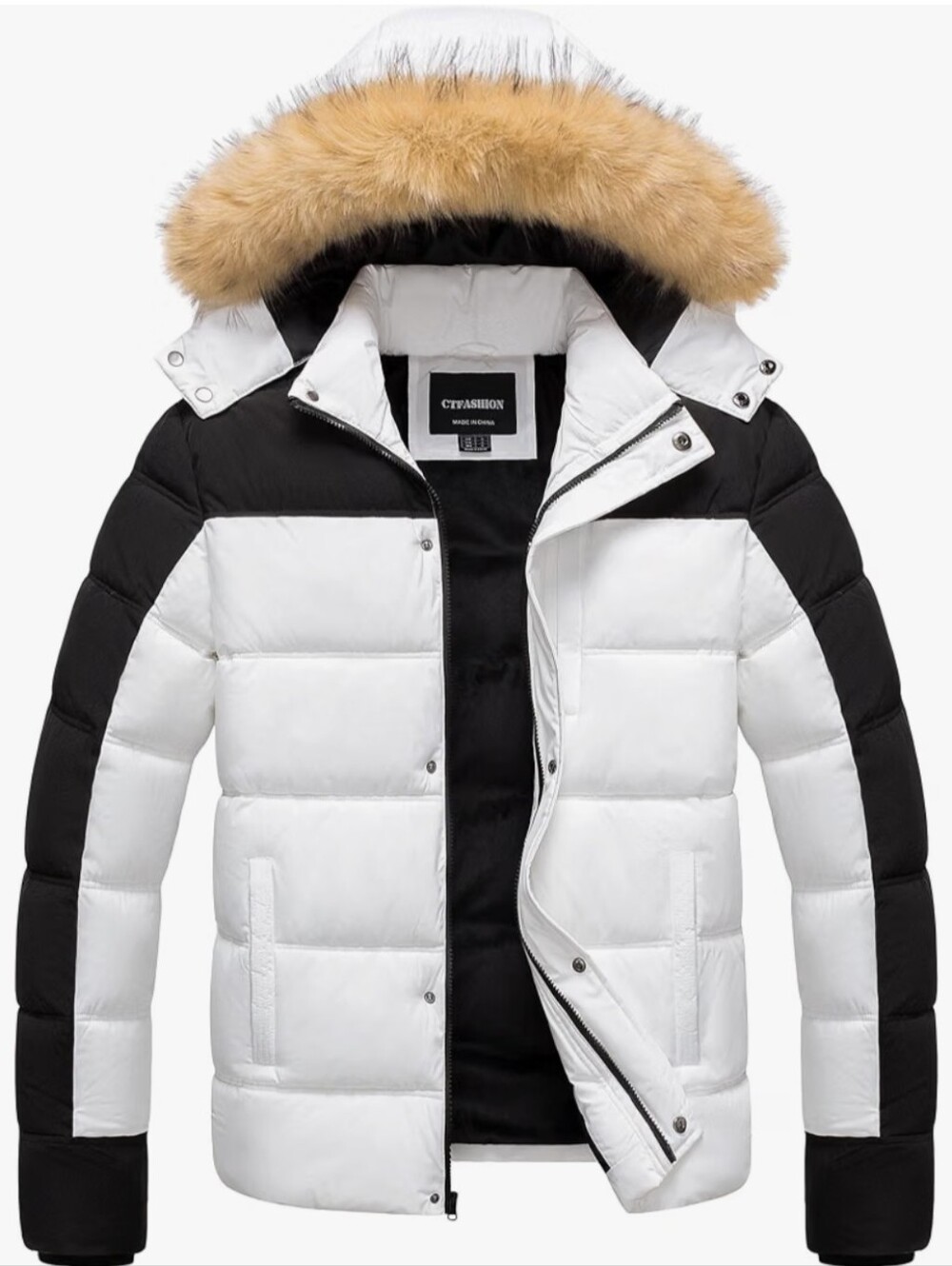 Men's Puffer Jacket Winter Coat Puffy Parka with Fur Hood Waterproof & Windproof